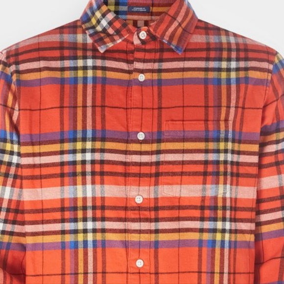 GAP - Button-Up Flannel Big Shirt 439301: Orange Tartan Plaid Red: Medium Petite - Picture 15 of 15